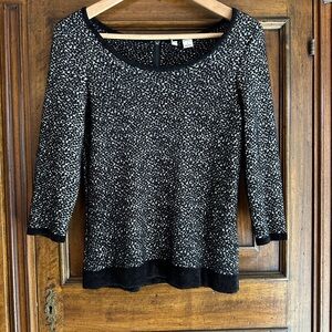 Black & White Lightweight Anthropologie Sweater with Zipper Back Detail